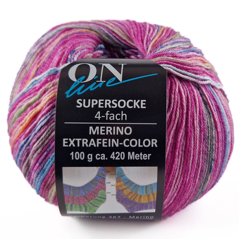 Supersocke Merino Extrafein Sort. 345 Color 4-fach von ONline