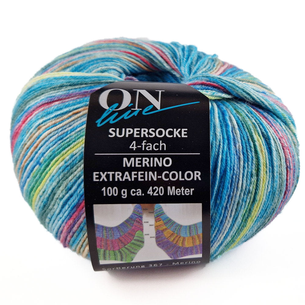 Supersocke Merino Extrafein Sort. 345 Color 4-fach von ONline