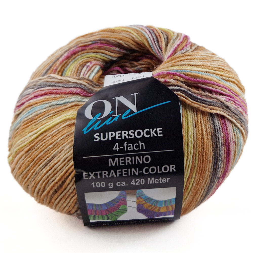 Supersocke Merino Extrafein Sort. 345 Color 4-fach von ONline