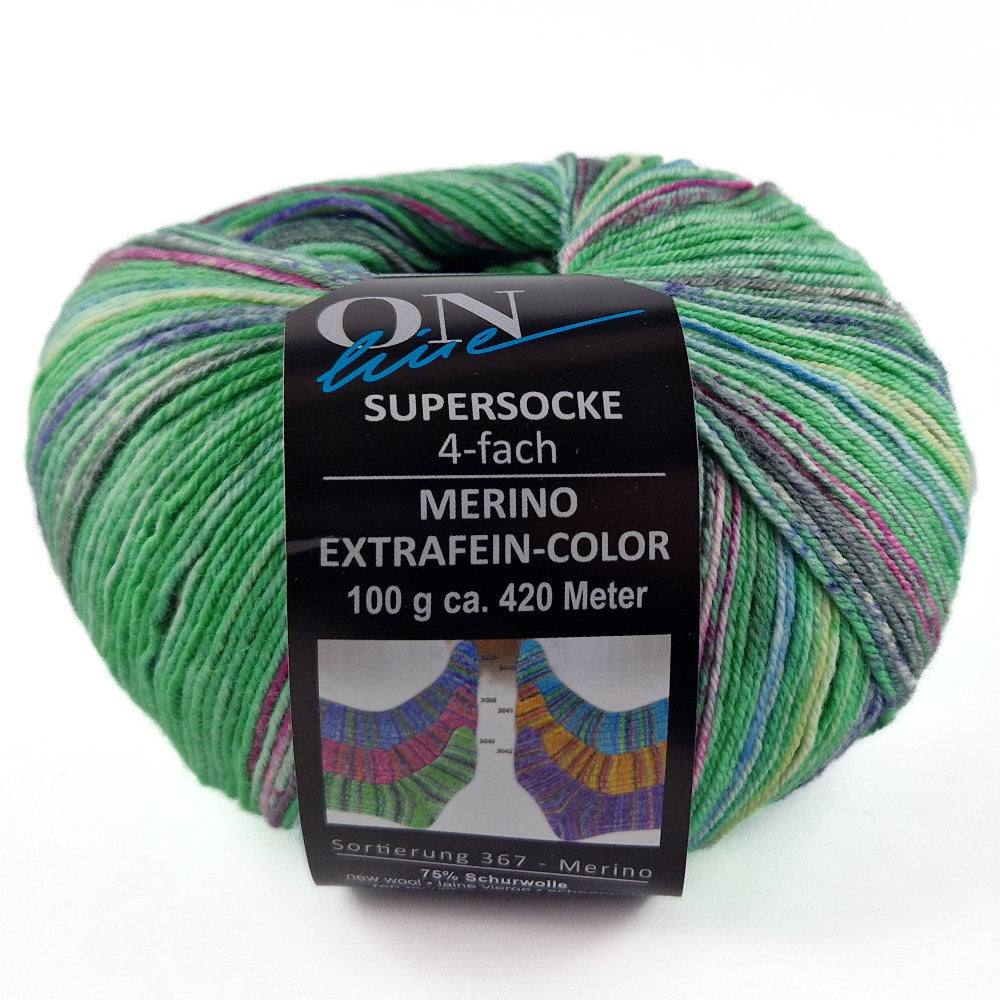 Supersocke Merino Extrafein Sort. 345 Color 4-fach von ONline