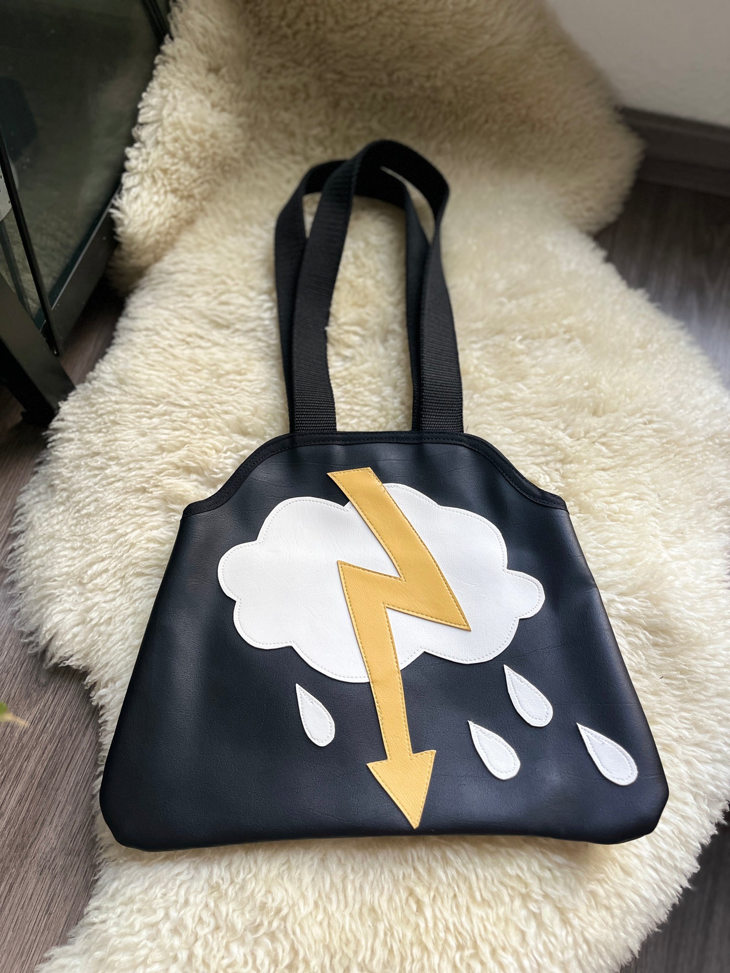 Unikat Petra Perle handgenähte Vintage Projekt-Handtasche "Wetter" ohne Boden