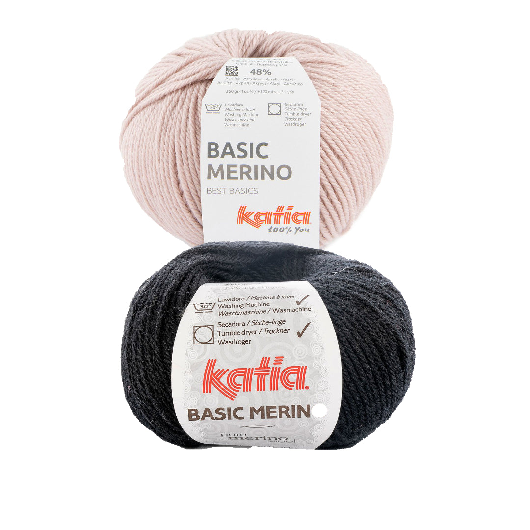 alternatives Wollpaket Troyer Pullover "DerRick" & "MaveRick" ohne Anleitung|zweifarbig|Wolle|Basic Merino|Katia Garne|