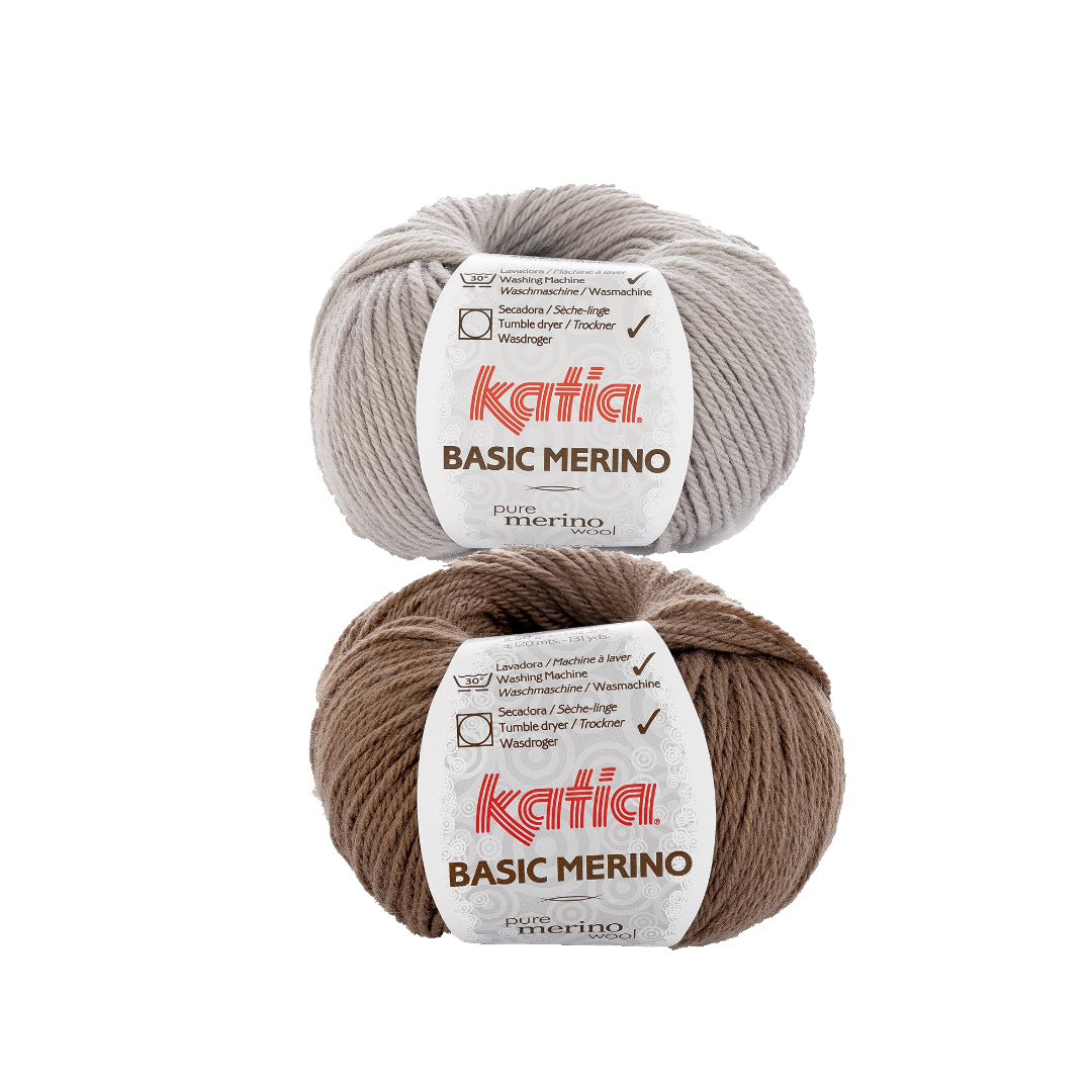 alternatives Wollpaket Troyer Pullover "DerRick" & "MaveRick" ohne Anleitung|zweifarbig|Wolle|Basic Merino|Katia Garne|