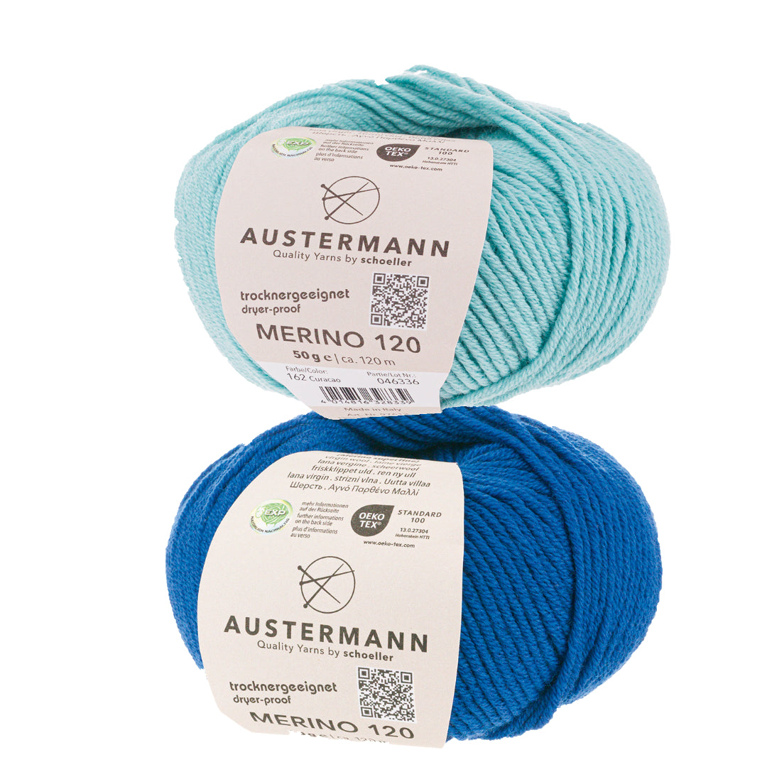 Wollpaket Troyer Pullover "DerRick" ohne Anleitung|zweifarbig|Wolle|Merino 120|Austermann|