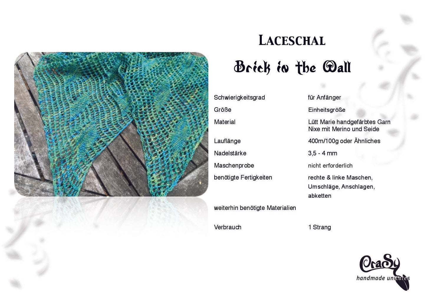 Laceschal Brick in the Wall | Einzelanleitung | Stricken | Sylvie Rasch