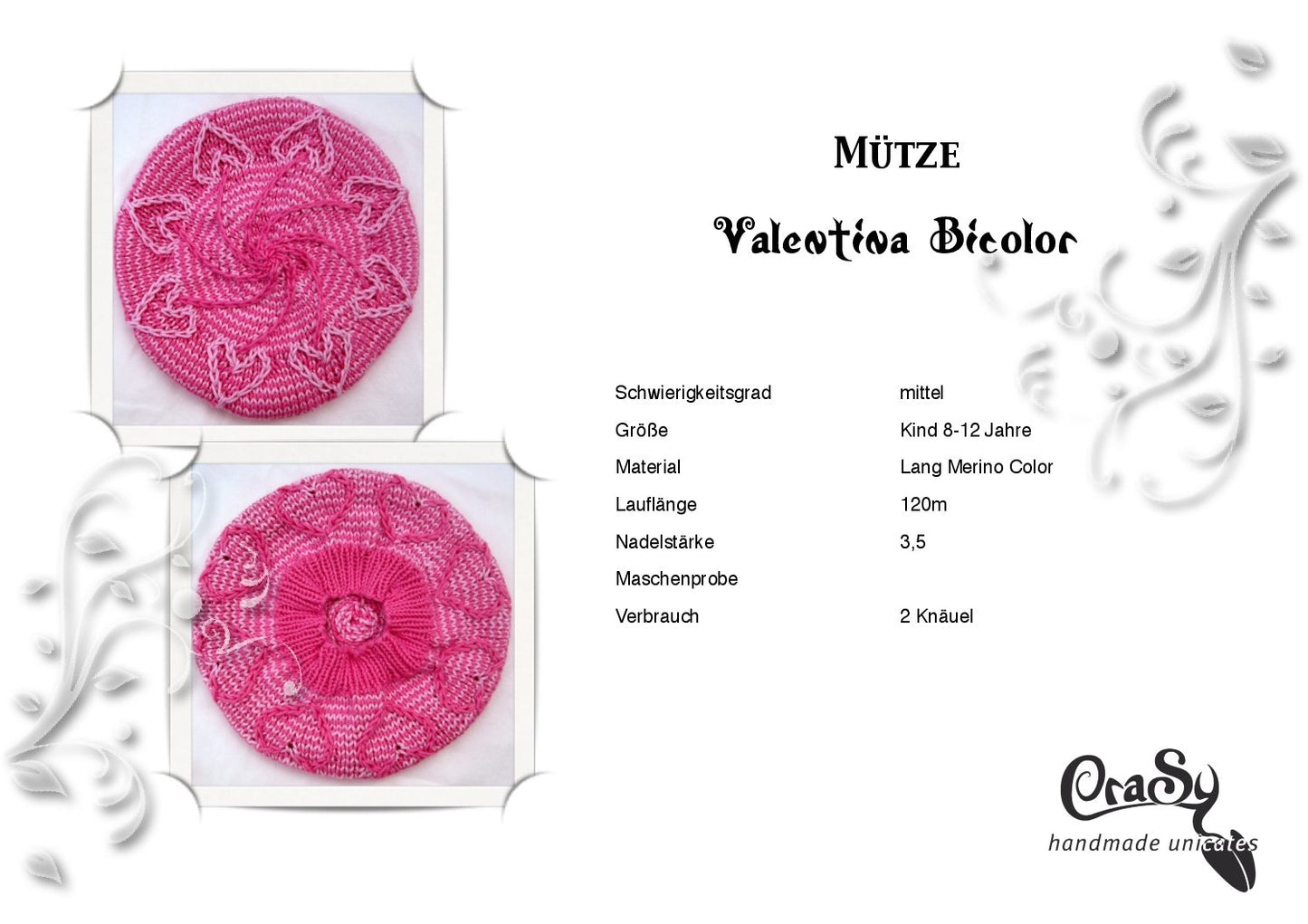 Mütze Valentina Bicolor | Einzelanleitung | Stricken | Sylvie Rasch