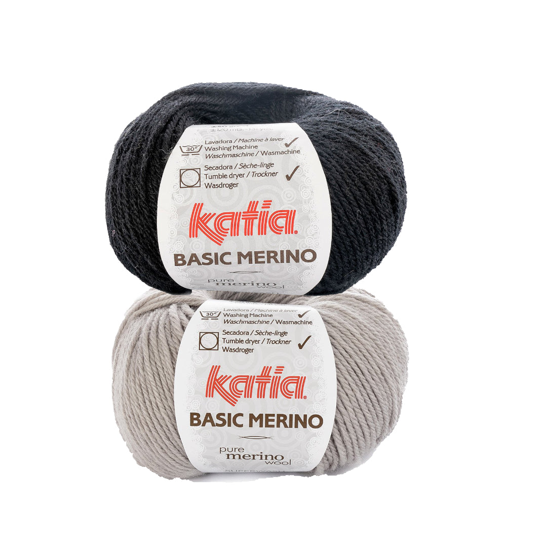 alternatives Wollpaket Troyer Pullover "DerRick" & "MaveRick" ohne Anleitung|zweifarbig|Wolle|Basic Merino|Katia Garne|