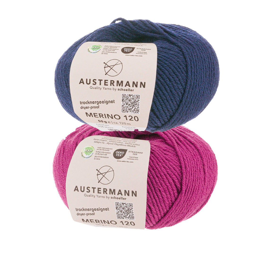 Wollpaket Troyer Pullover "DerRick" ohne Anleitung|zweifarbig|Wolle|Merino 120|Austermann|