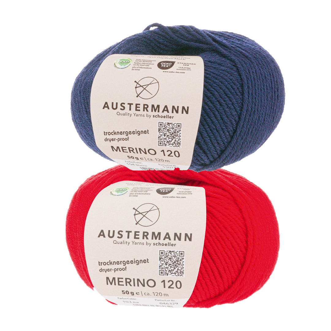 Wollpaket Troyer Pullover "DerRick" ohne Anleitung|zweifarbig|Wolle|Merino 120|Austermann|