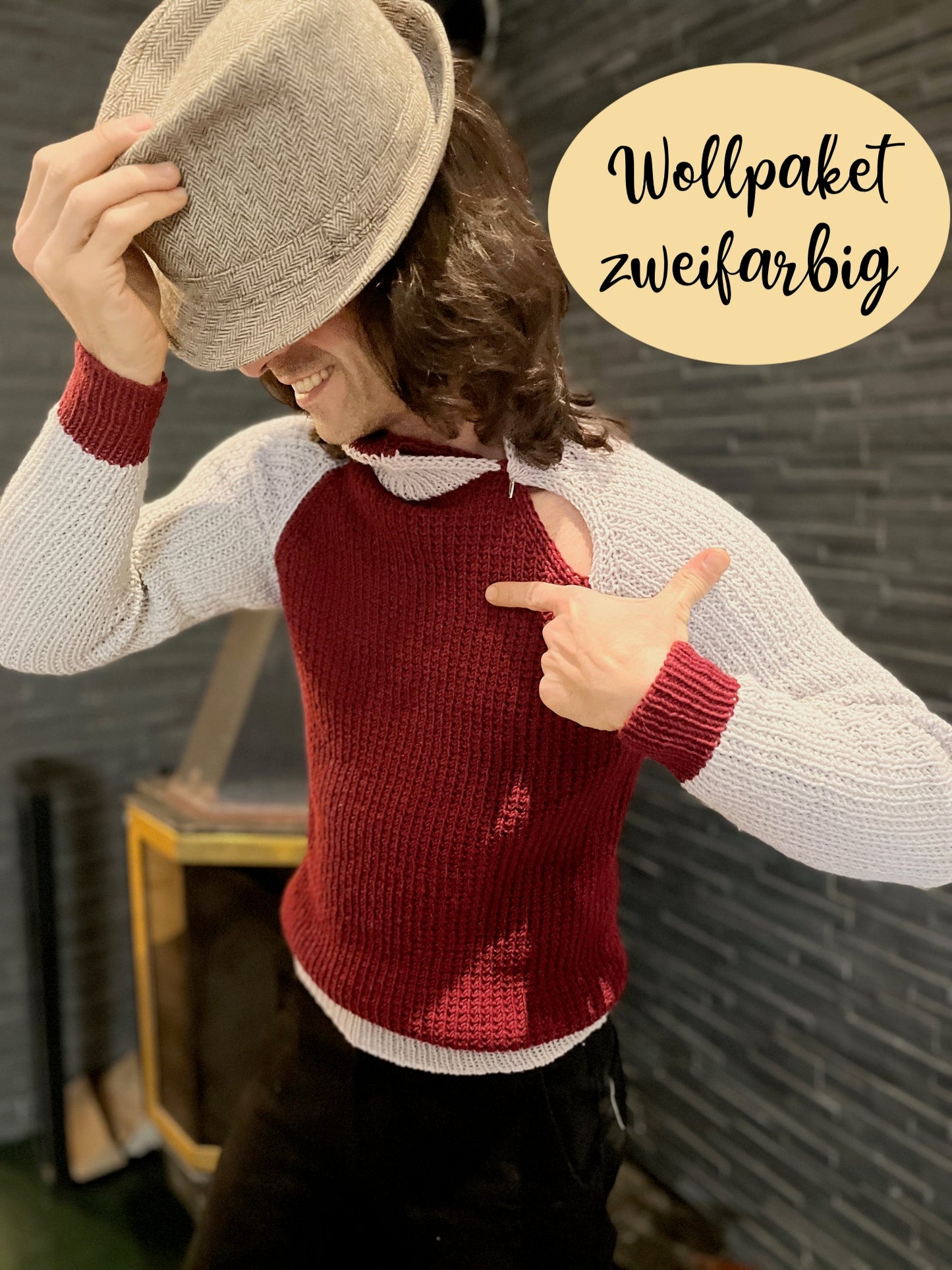 Wollpaket Troyer Pullover "MaverRick" ohne Anleitung|zweifarbig|Wolle|Merino 120|Austermann|