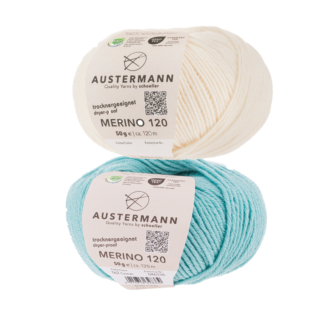 Wollpaket Troyer Pullover "DerRick" ohne Anleitung|zweifarbig|Wolle|Merino 120|Austermann|