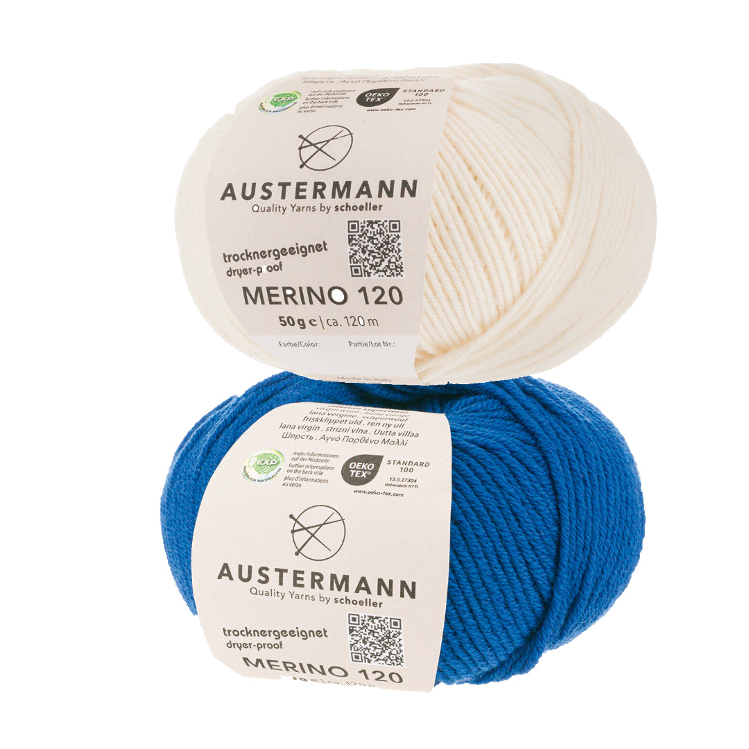 Wollpaket Troyer Pullover "DerRick" ohne Anleitung|zweifarbig|Wolle|Merino 120|Austermann|