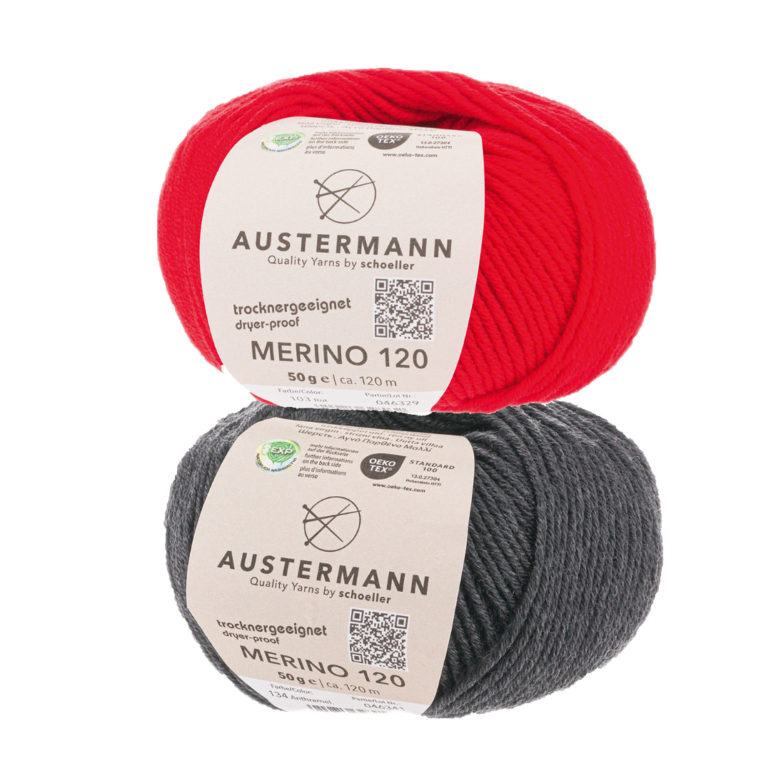 Wollpaket Troyer Pullover "DerRick" ohne Anleitung|zweifarbig|Wolle|Merino 120|Austermann|