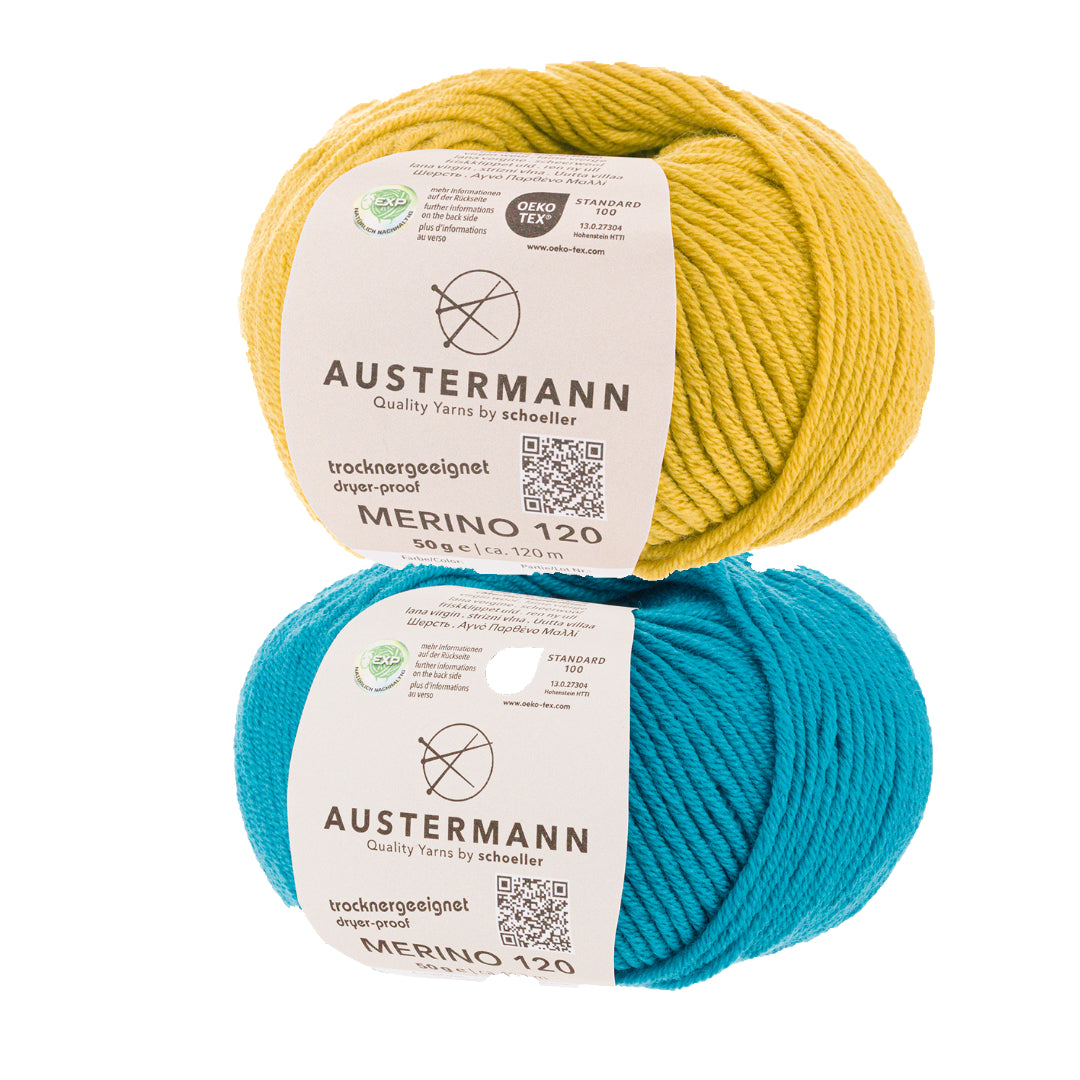 Wollpaket Troyer Pullover "DerRick" ohne Anleitung|zweifarbig|Wolle|Merino 120|Austermann|