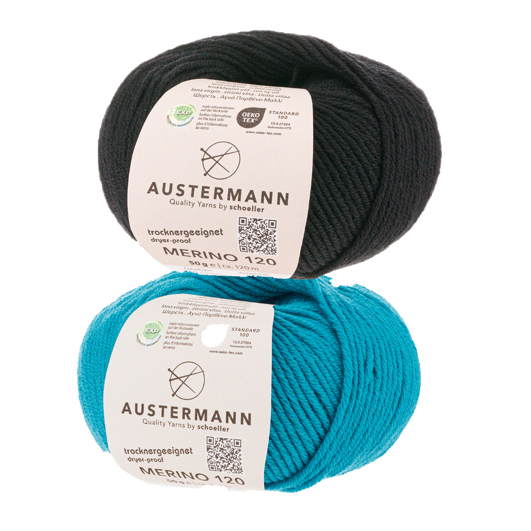 Wollpaket Troyer Pullover "DerRick" ohne Anleitung|zweifarbig|Wolle|Merino 120|Austermann|