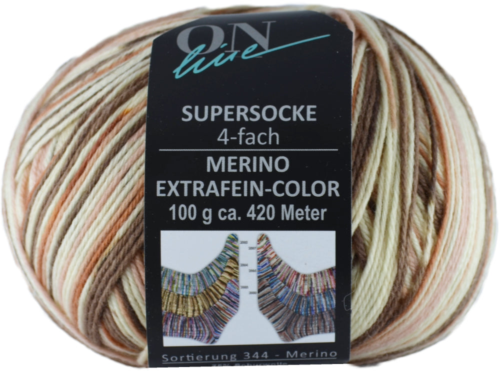 Supersocke Merino Extrafein Sort. 345 Color 4-fach von ONline