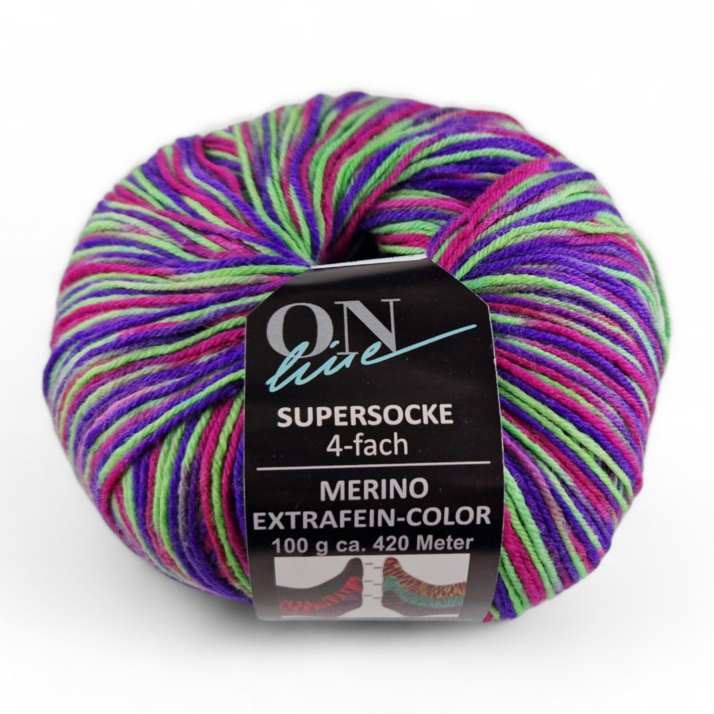 Supersocke Merino Extrafein Sort. 345 Color 4-fach von ONline