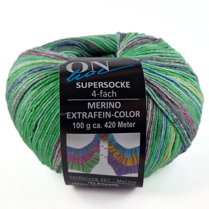 Supersocke Merino Extrafein Sort. 367 Color 4-fach von ONline