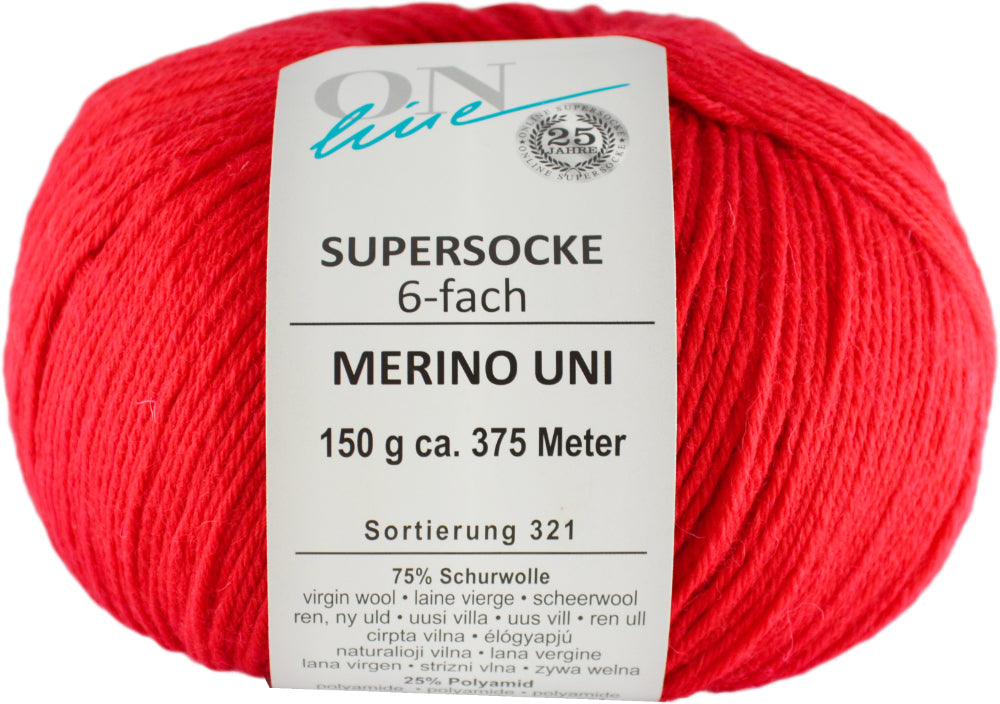 Supersocke 6-fach Merino Uni von ONline