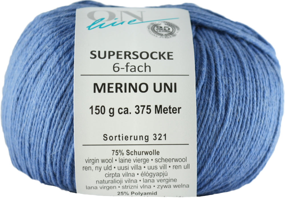 Supersocke 6-fach Merino Uni von ONline