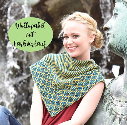 Wollpaket Poseidons Tocher mit Anleitung & Austermann Step 4 Merino |Wollpaket|Mosaik stricken|