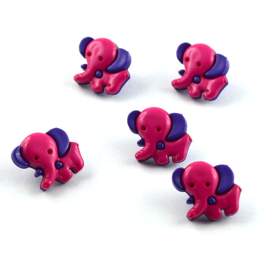 Kinderknopf kleiner Elefant 22 mm pink / lila von Dill