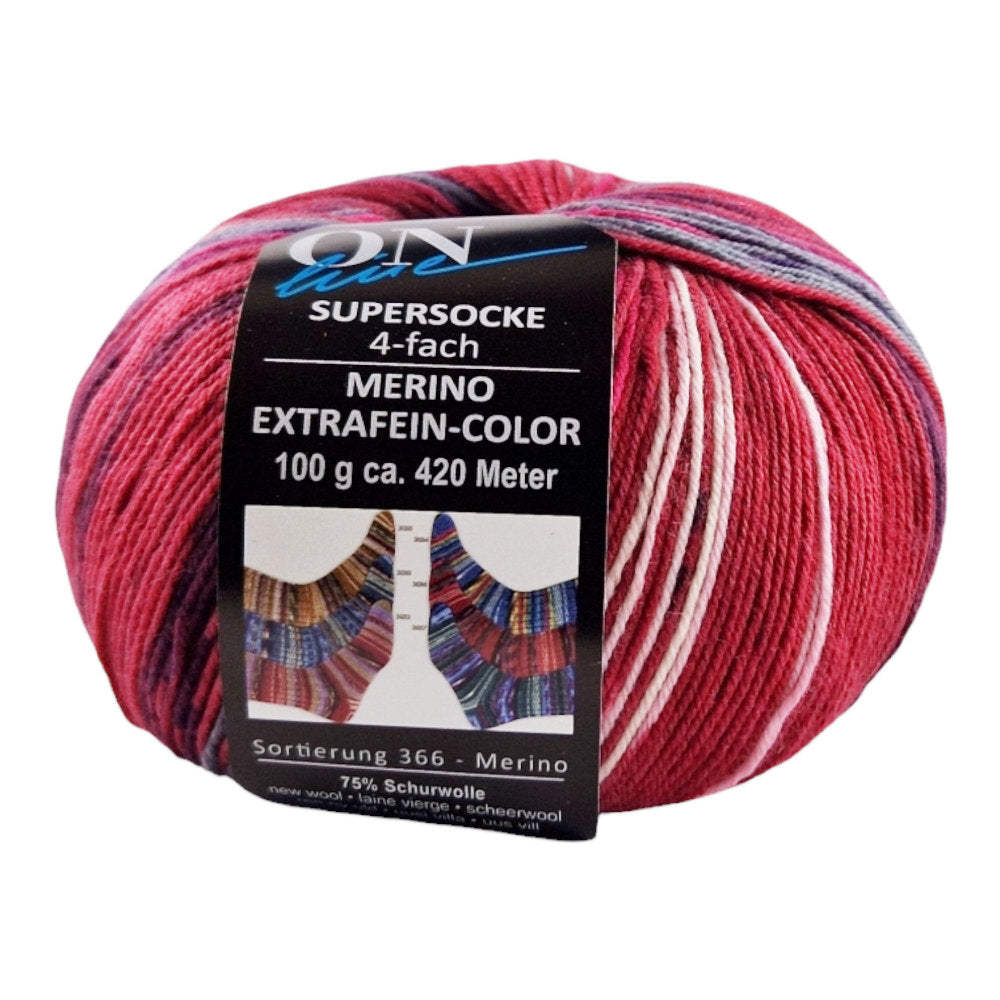 Supersocke Merino Extrafein Sort. 366 Color 4-fach von ONline