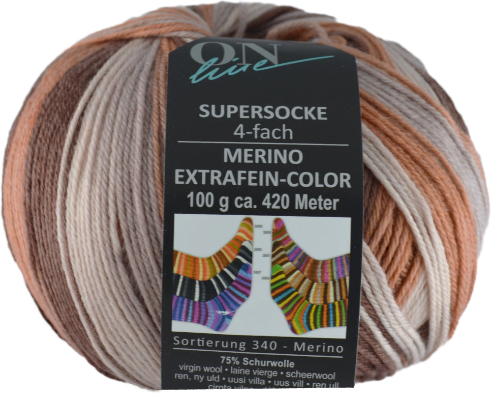 Supersocke Merino Extrafein Sort. 345 Color 4-fach von ONline