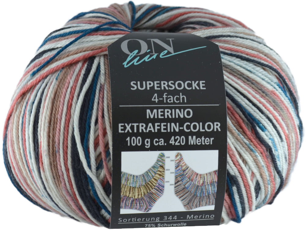 Supersocke Merino Extrafein Sort. 345 Color 4-fach von ONline