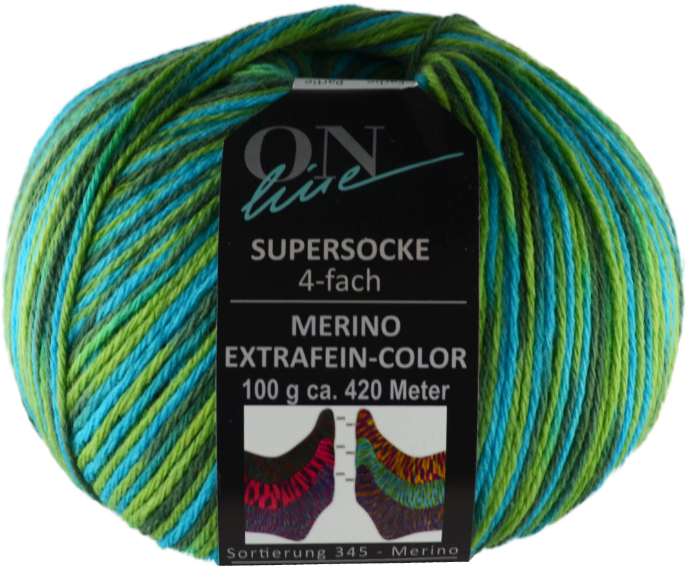 Supersocke Merino Extrafein Sort. 345 Color 4-fach von ONline
