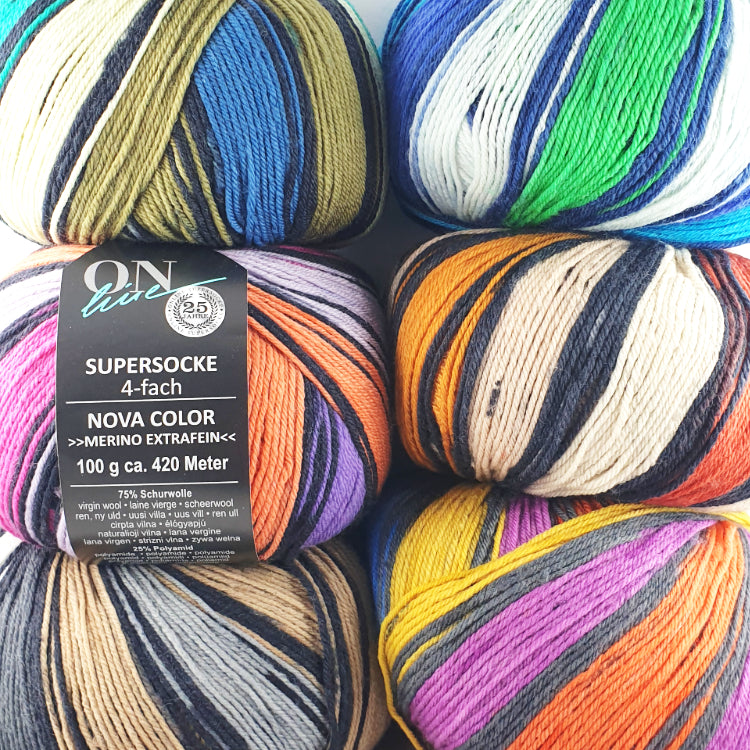Supersocke Merino Extrafein Sort. 345 Color 4-fach von ONline