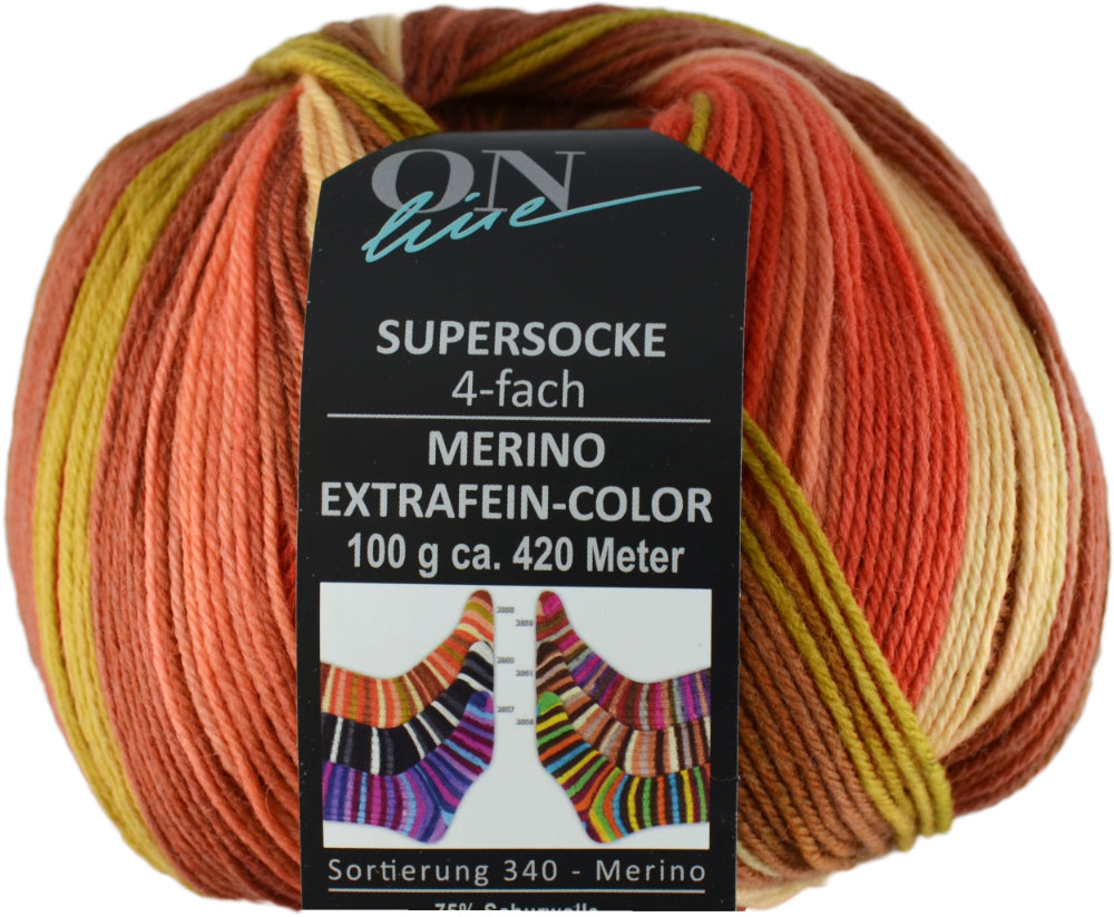 Supersocke Merino Extrafein Sort. 345 Color 4-fach von ONline